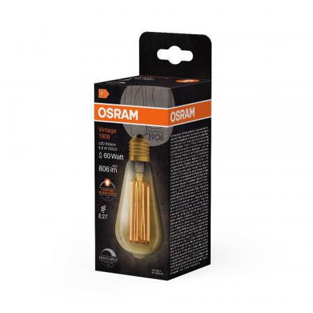 Osram LED VINTAGE E27 Glühlampe Edison Filament dimmbar 8,8W wie 60W extra warmweißes gemütliches Licht
